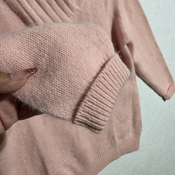 VINTAGE SCOTTISH PINK LAMBSWOOL ANGORA SHAWL COLLAR SWEATER SZ L - Picture 4 of 7